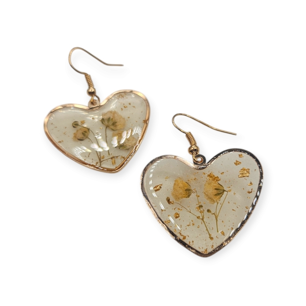 Dandelion Heart Earrings - Picture 2 of 3